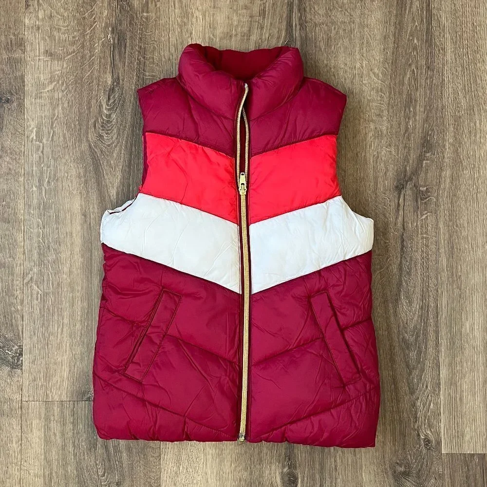 Old Navy Retro Color Block Chevron Puffer Vest Sz 6-7